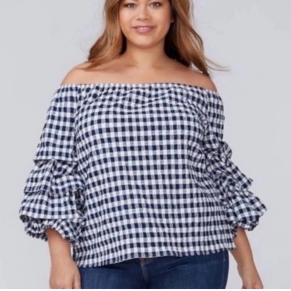 Women's Off-Shoulder Gingham Top